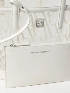 Borsa Armani Exchange in pvc e pelle sintetica con logo all over