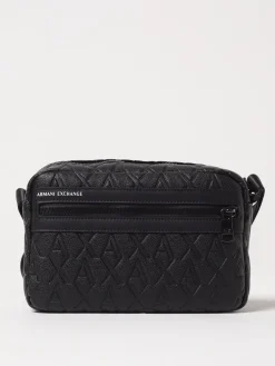 Borsa Armani Exchange in pelle sintetica a grana con logo goffrato