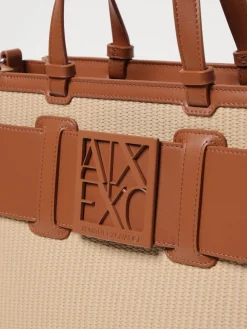 Borsa Armani Exchange in pelle sintetica e rafia intrecciata