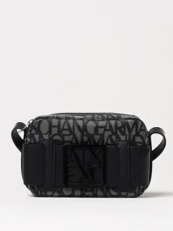 Borsa Armani Exchange in cotone spalmato con logo all over