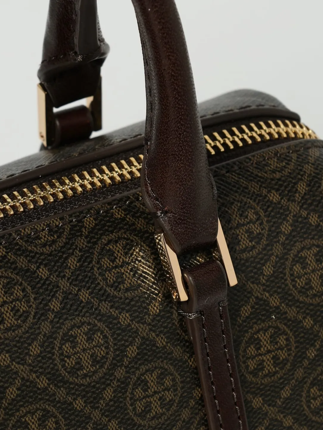 Borsa Barrel Bag Monogram Petite Tory Burch in cotone spalmato