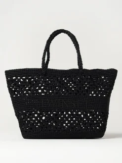 Borsa Bohemienne Twinset in cotone crochet con logo ricamato