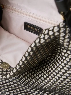 Borsa Breid Twinset in rafia e pelle sintetica