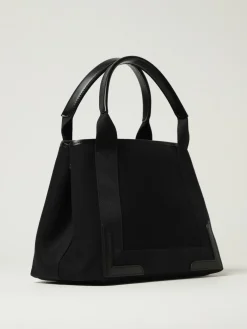 Borsa Cabas Navy S Balenciaga in canvas con logo stampato