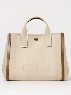 Borsa Chloè in canvas con logo jacquard