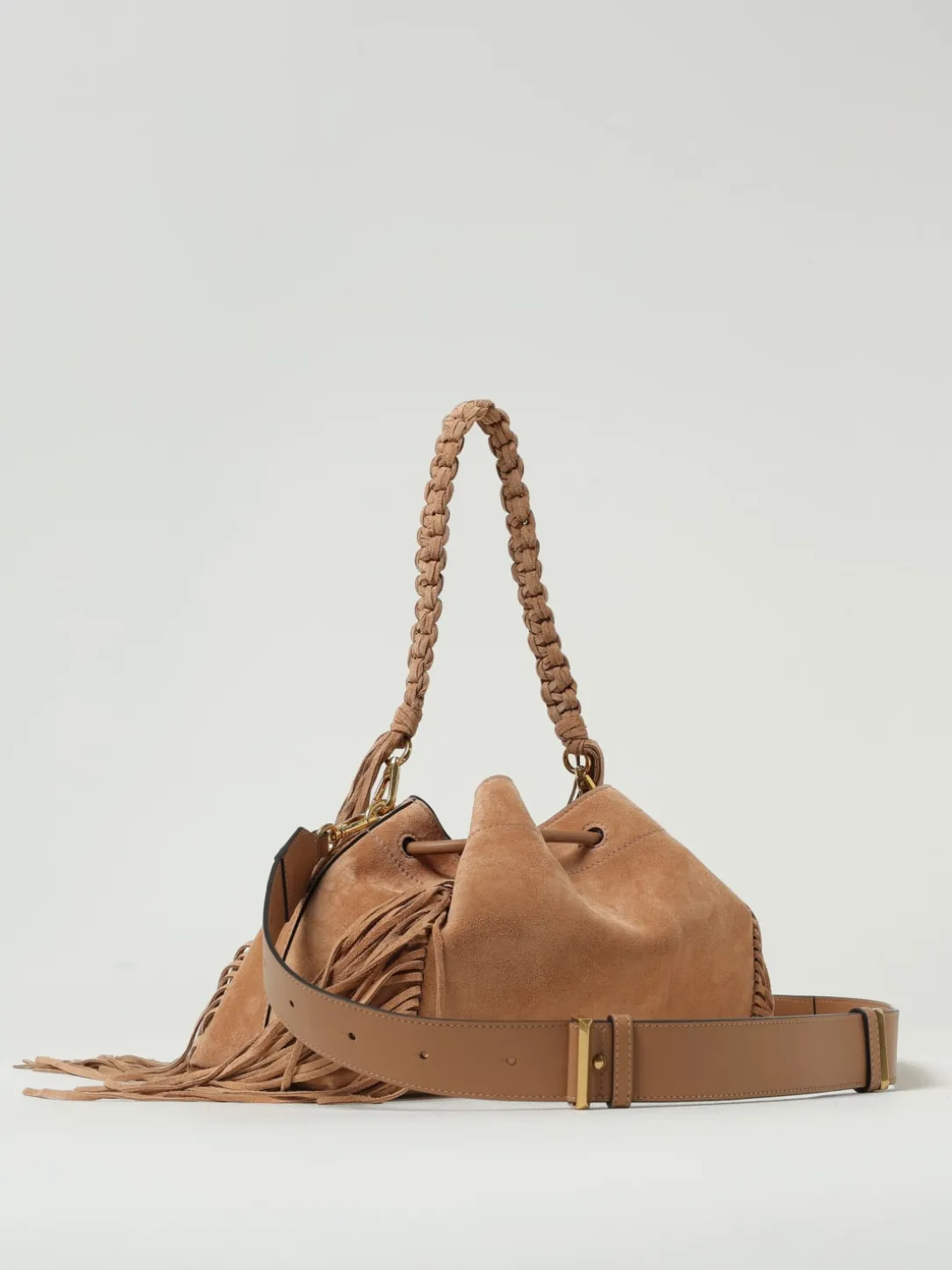 Borsa Cinch M in pelle scamosciata con frange Jimmy Choo