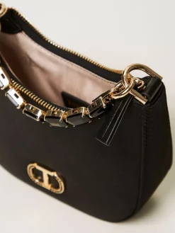 Borsa 'Croissant' in raso con strass Twinset