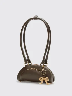 Borsa Curved Self-Portrait in pelle con fiocchi di strass