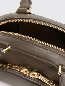 Borsa Curved Self-Portrait in pelle con fiocchi di strass