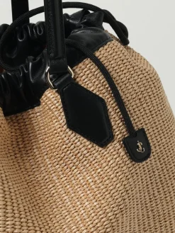 Borsa Drawstring Tote L Jimmy Choo in rafia e pelle