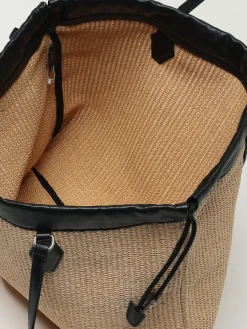 Borsa Drawstring Tote L Jimmy Choo in rafia e pelle