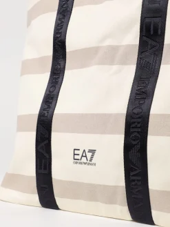 Borsa EA7 Swinwear in canvas di cotone a righe