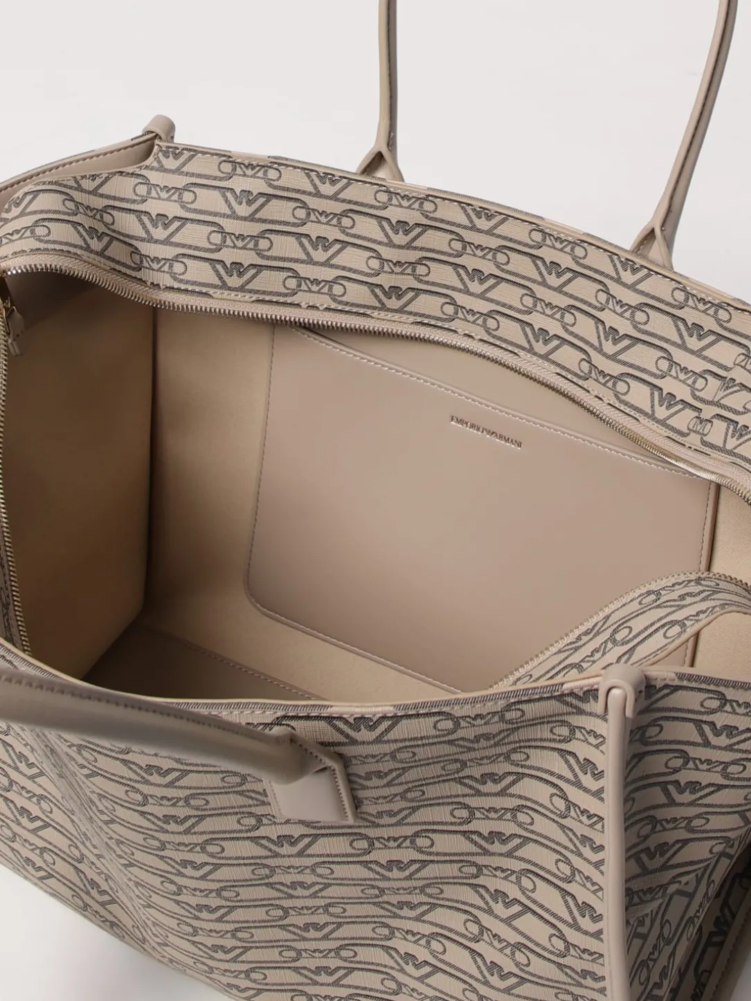 Borsa Emporio Armani in cotone spalmato con logo all over