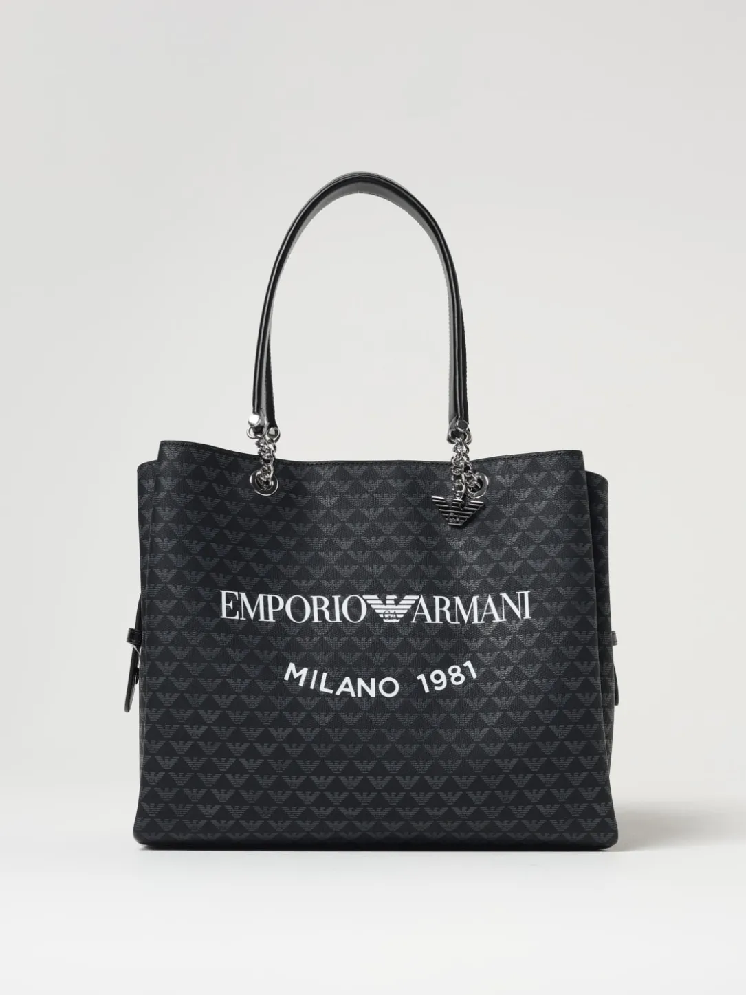 Borsa Emporio Armani in pelle sintetica a grana con logo all over
