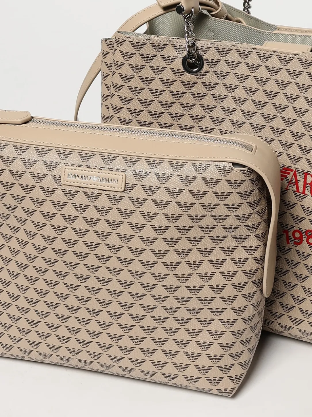 Borsa Emporio Armani in pelle sintetica a grana con logo all over