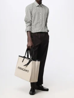 Borsa Ferragamo in canvas e pelle con logo