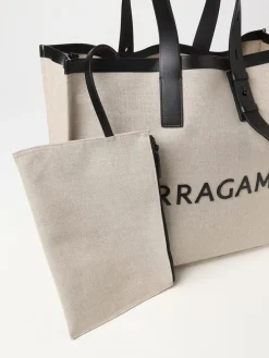 Borsa Ferragamo in canvas e pelle con logo