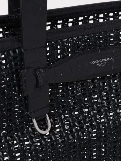 Borsa in rete intrecciata e pelle di vitello Dolce & Gabbana