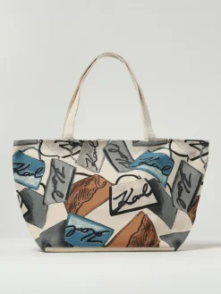 Borsa Karl Lagerfeld in canvas di cotone con stampa all over