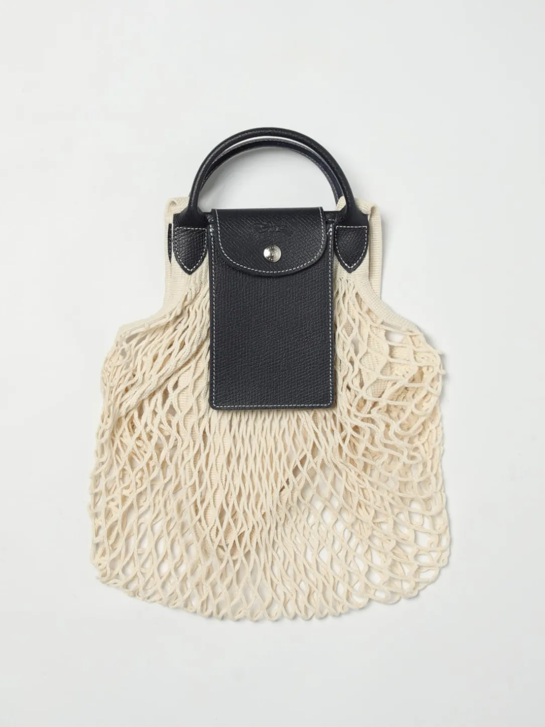 Borsa Le Pliage Filet L Longchamp in mesh a rete e pelle a grana