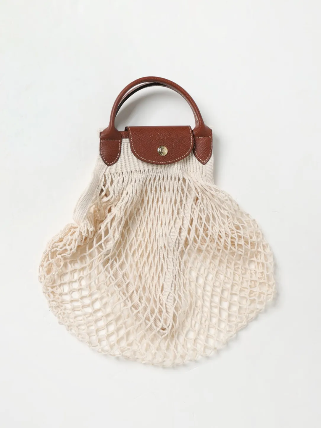 Borsa Le Pliage Filet L Longchamp in mesh a rete e pelle a grana