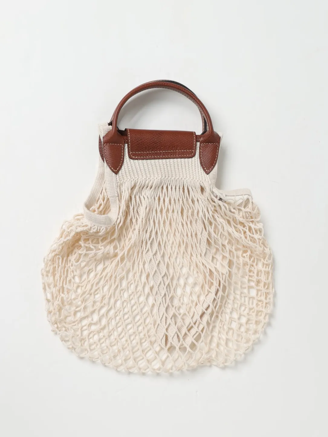 Borsa Le Pliage Filet L Longchamp in mesh a rete e pelle a grana