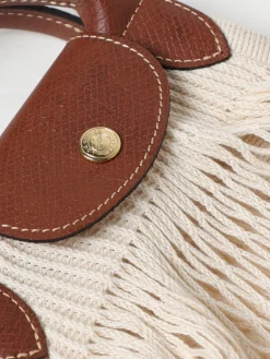 Borsa Le Pliage Filet L Longchamp in mesh a rete e pelle a grana