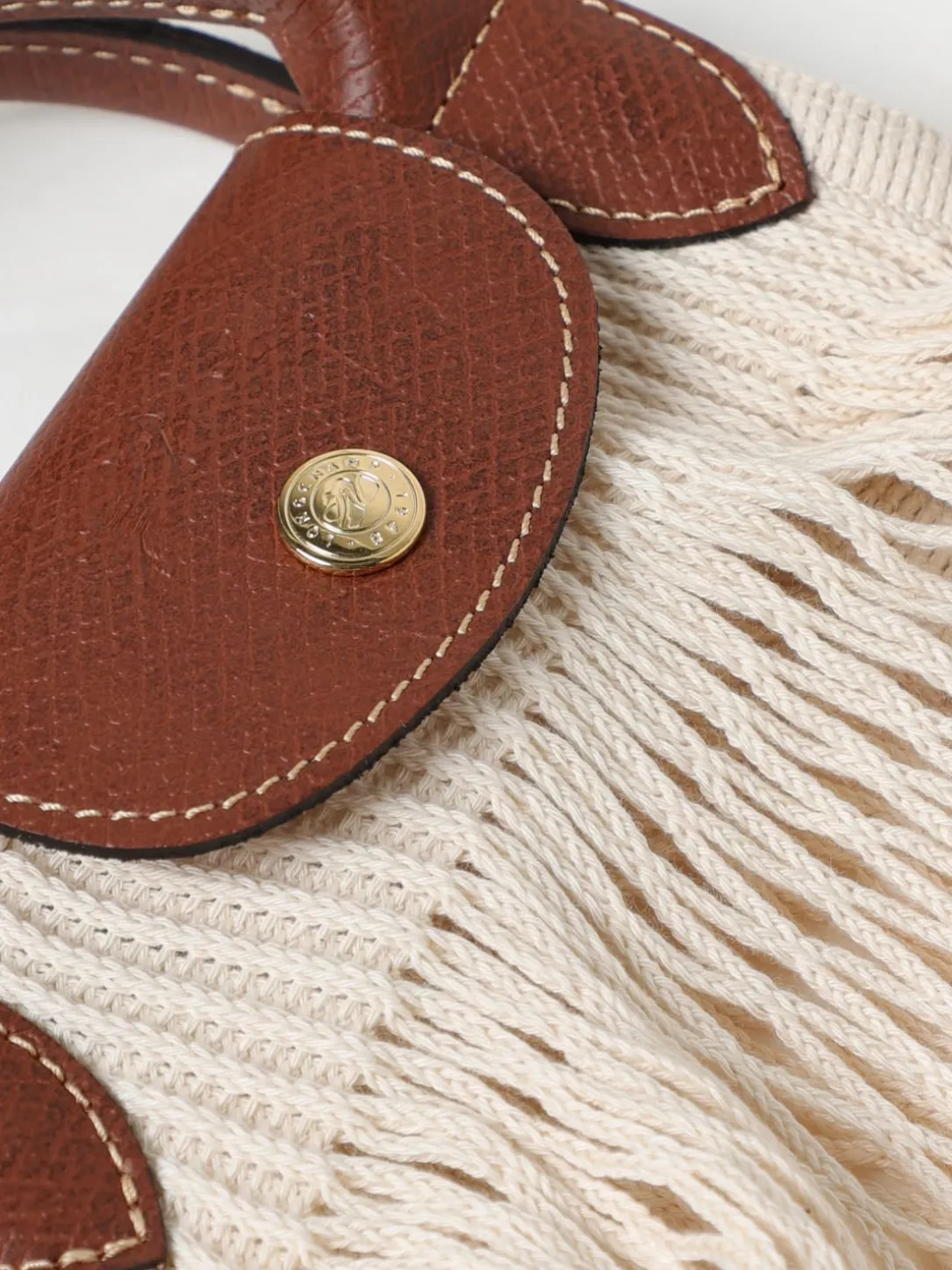 Borsa Le Pliage Filet L Longchamp in mesh a rete e pelle a grana