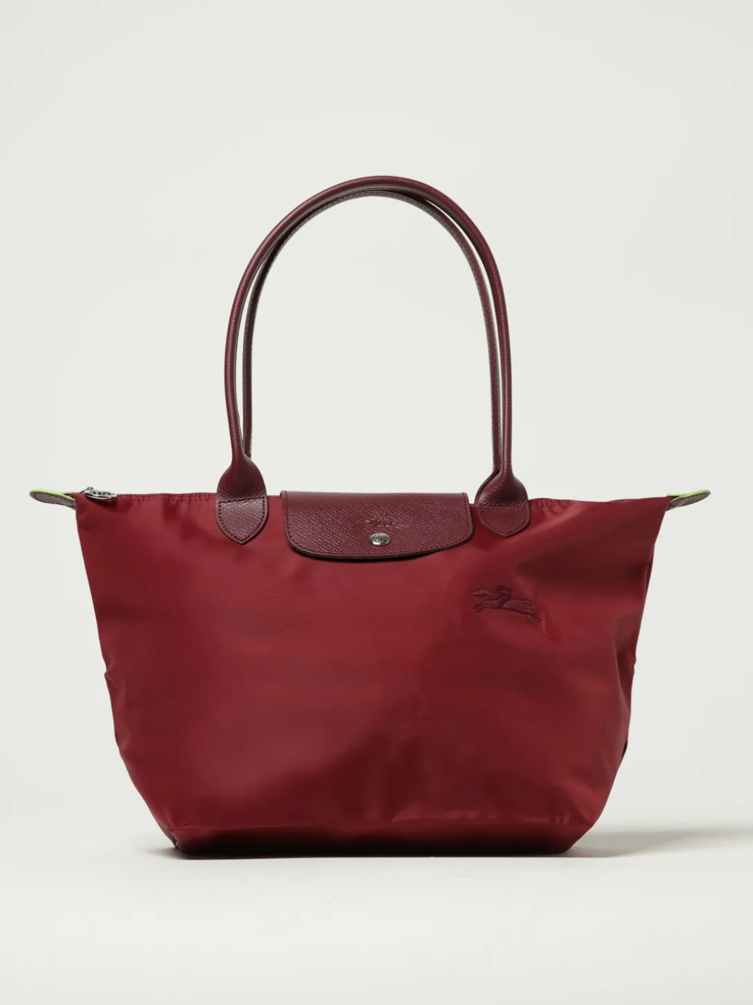 Borsa Le Pliage Green M Longchamp in nylon riciclato e pelle