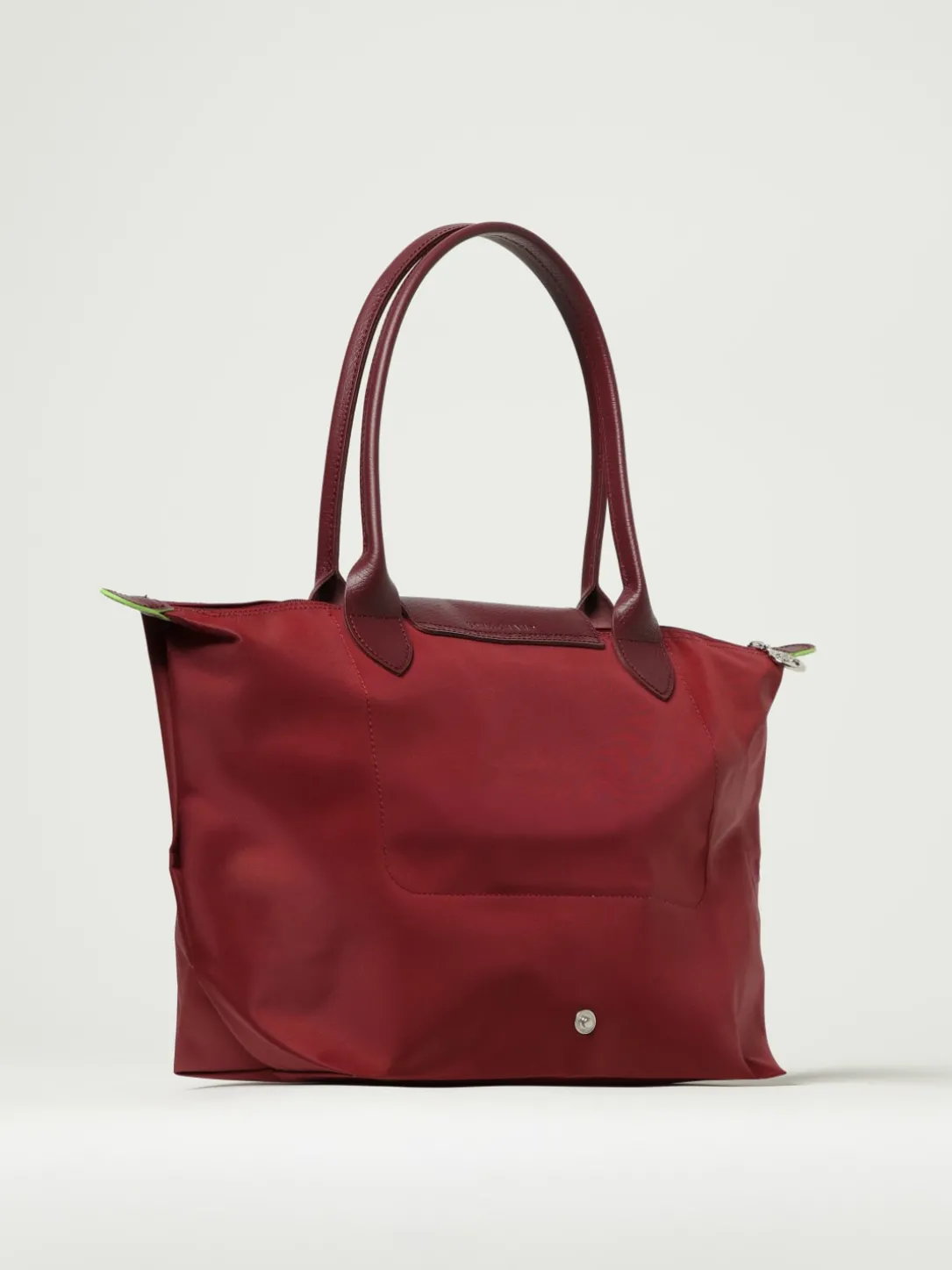 Borsa Le Pliage Green M Longchamp in nylon riciclato e pelle