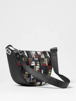 Borsa Melon Small FF Fendi in pelle e cotone jacquard