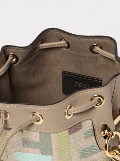 Borsa Mon Tresor Fendi in canvas e pelle con monogram FF jacquard