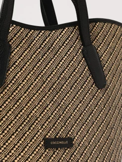 Borsa Never Without Medium Coccinelle in rafia e pelle