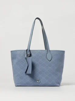 Borsa Oval T Twinset in cotone e pelle sintetica