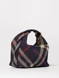 Borsa Peg Mini Burberry in misto cotone con check jacquard
