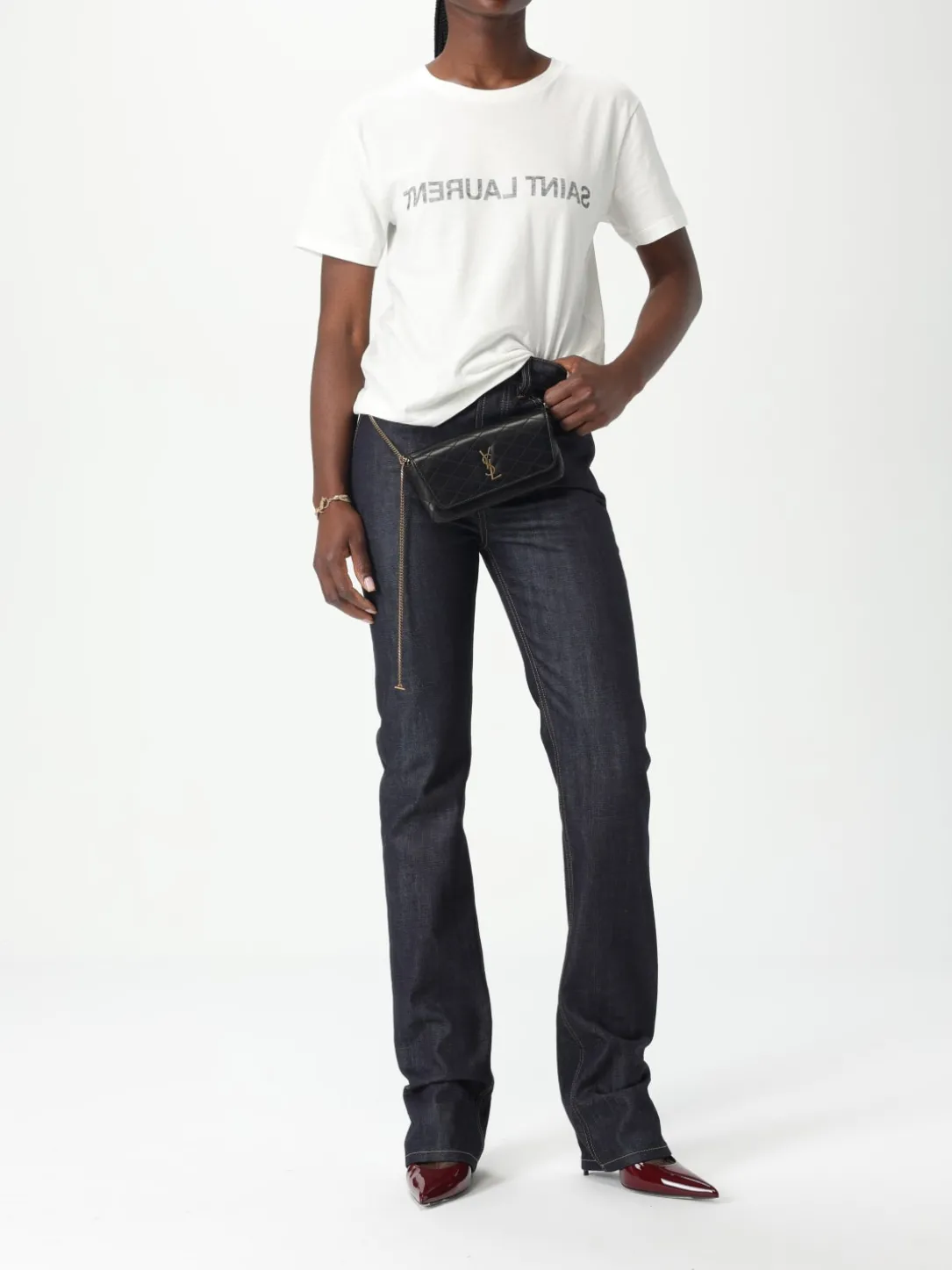 Borsa per smartphone Gaby Saint Laurent in nappa trapuntata