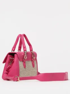 Borsa Quiny Secret Pon-Pon in nappa sintetica e rafia