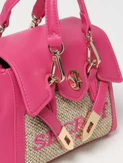 Borsa Quiny Secret Pon-Pon in nappa sintetica e rafia