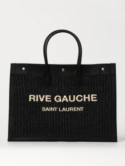 Borsa Rive Gauche Saint Laurent in rafia e pelle
