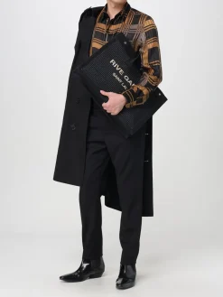 Borsa Rive Gauche Saint Laurent in rafia e pelle