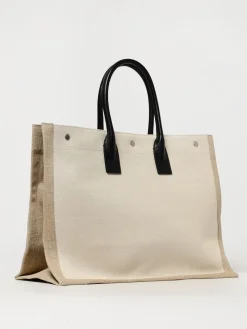 Borsa Rive Gauche Saint Laurent in canvas di cotone e pelle