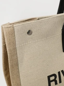 Borsa Rive Gauche Saint Laurent in canvas di cotone e pelle