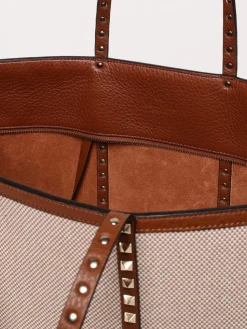 Borsa Rockstud Valentino Garavani in canvas jacquard e pelle