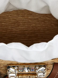 Borsa Roger Vivier in rafia e pelle con fibbia gioiello