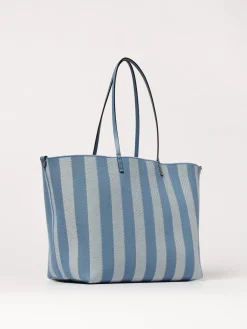 Borsa Roll Large Fendi in denim di cotone con righe jacquard