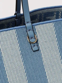 Borsa Roll Large Fendi in denim di cotone con righe jacquard