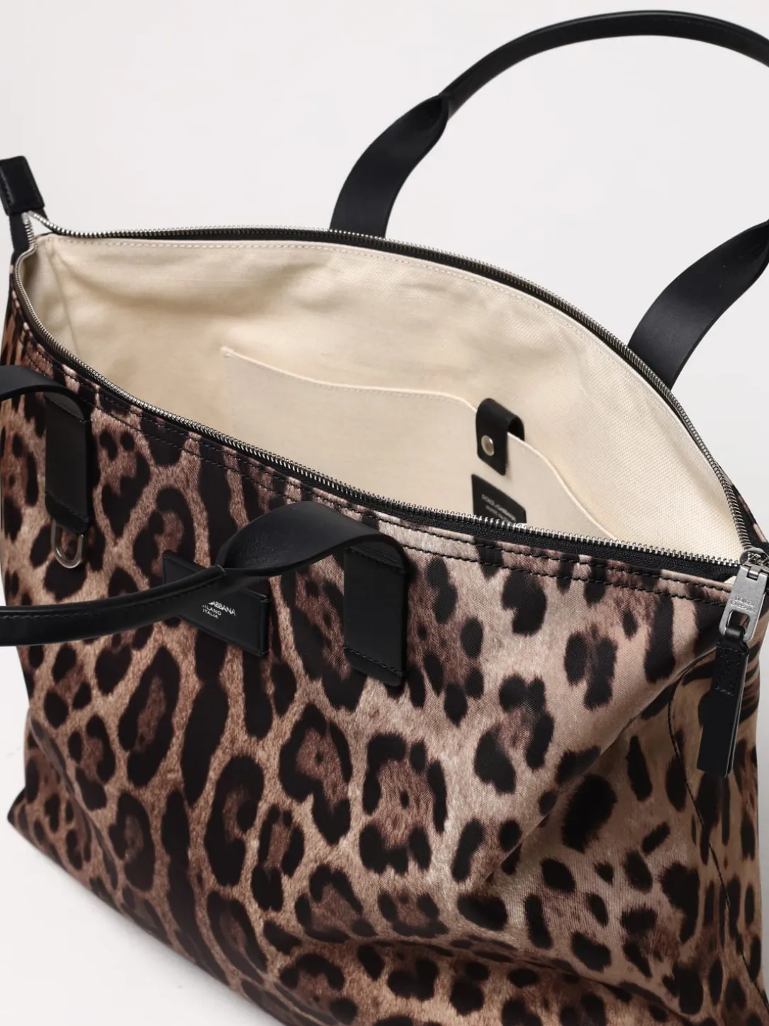 Borsa Shopping Adamo Dolce & Gabbana in nylon stampa animalier
