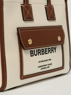 Borsa Tote Freya mini Burberry in pelle e misto cotone