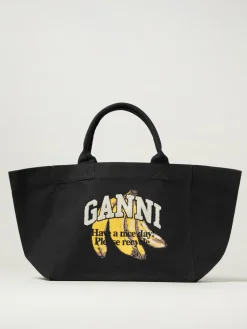 Borsa tote in cotone stampa Banana Ganni