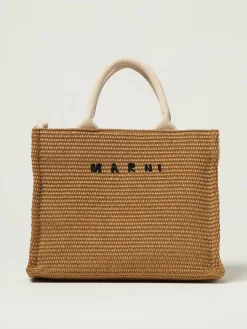 Borsa Tote in rafia con logo Marni